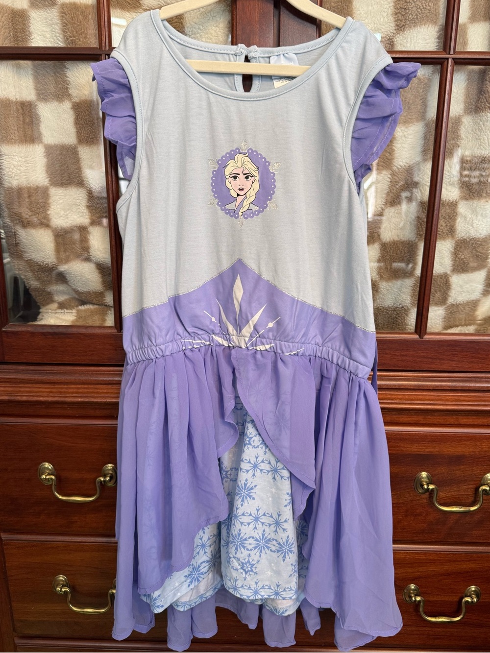 Disney Girls Lavender and Light Gray Elsa Dress